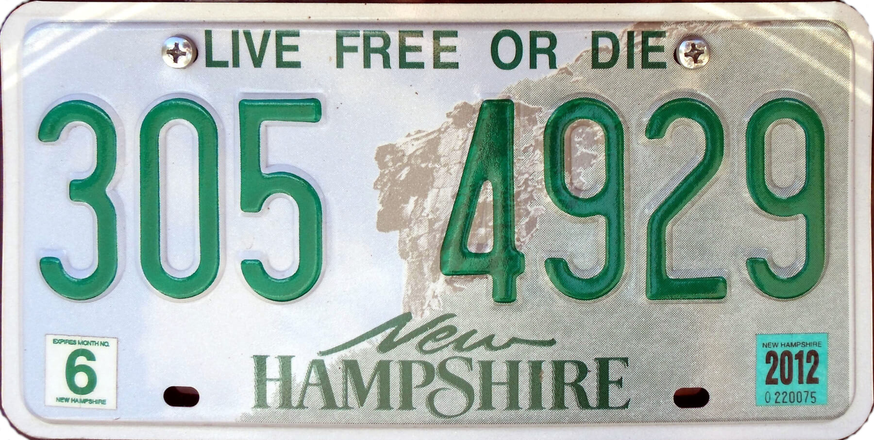 1999 New Hampshire License Plate